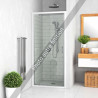 Porte de douche pivotante, pivots excentrés, EQUI, largeur 800 mm, hauteur 1900 mm, profilé argent poli, verre Clair traité Anticalcaire Réf. EIPIV08019VPE