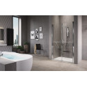 Porte de douche FREE 2B, 2 panneaux battants intérieurs et extérieurs, réversible, 120 cm, extensible de 116 à 122 cm, profilé silver, verre transparent Réf. FREE2B120-1B