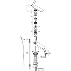 Mitigeur lavabo 110 Tecturis E  CoolStart avec tirette et vidage Chromé Réf. 73014000