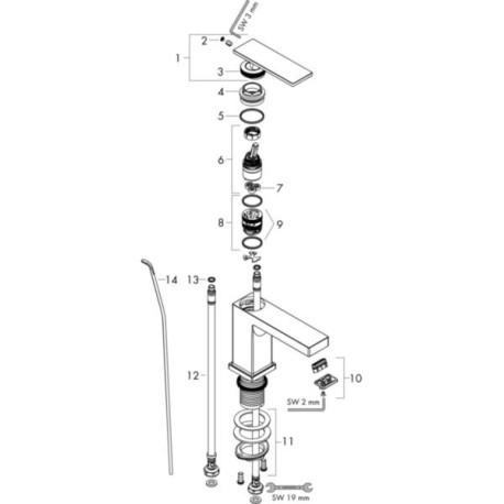 Mitigeur lavabo 110 Tecturis E  CoolStart avec tirette et vidage Chromé Réf. 73014000