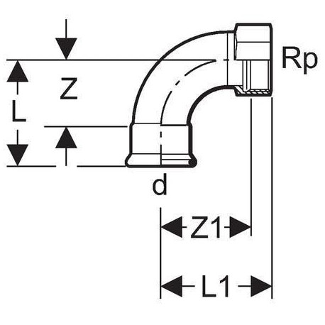 Coude taraudé 90° D54-2, acier carbone Réf 20562