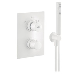 Thermostatique douche Alterna DESIGN blanc avec kit douchette encastré vertical avec corps d'encastrement
