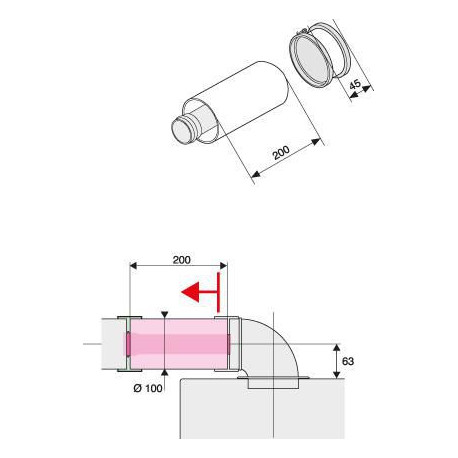 Rallonge de ventouse (0,20m) 60-100mm Réf. 0020199395