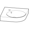 lave-mains d'angle geberit renova compact: b EGAL 45cm, t EGAL 39.5cm, trou de robinetterie EGAL au centre, trop-plein EGAL visible, blanc Réf. 276132000