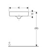 lave-mains d'angle geberit renova compact: b EGAL 45cm, t EGAL 39.5cm, trou de robinetterie EGAL au centre, trop-plein EGAL visible, blanc Réf. 276132000