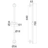 Barre de douche seule Alterna finition inox brossé