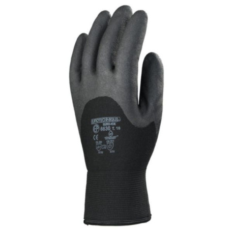Gants déperlants Euroice noir paume enduit PVC Taille 09 Réf. P6629